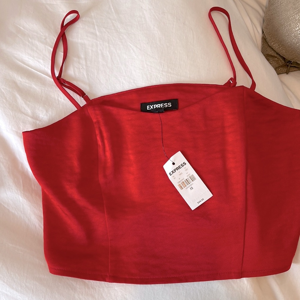 Express NWT Red Satin Cropped Top Never Worn! Size XS
